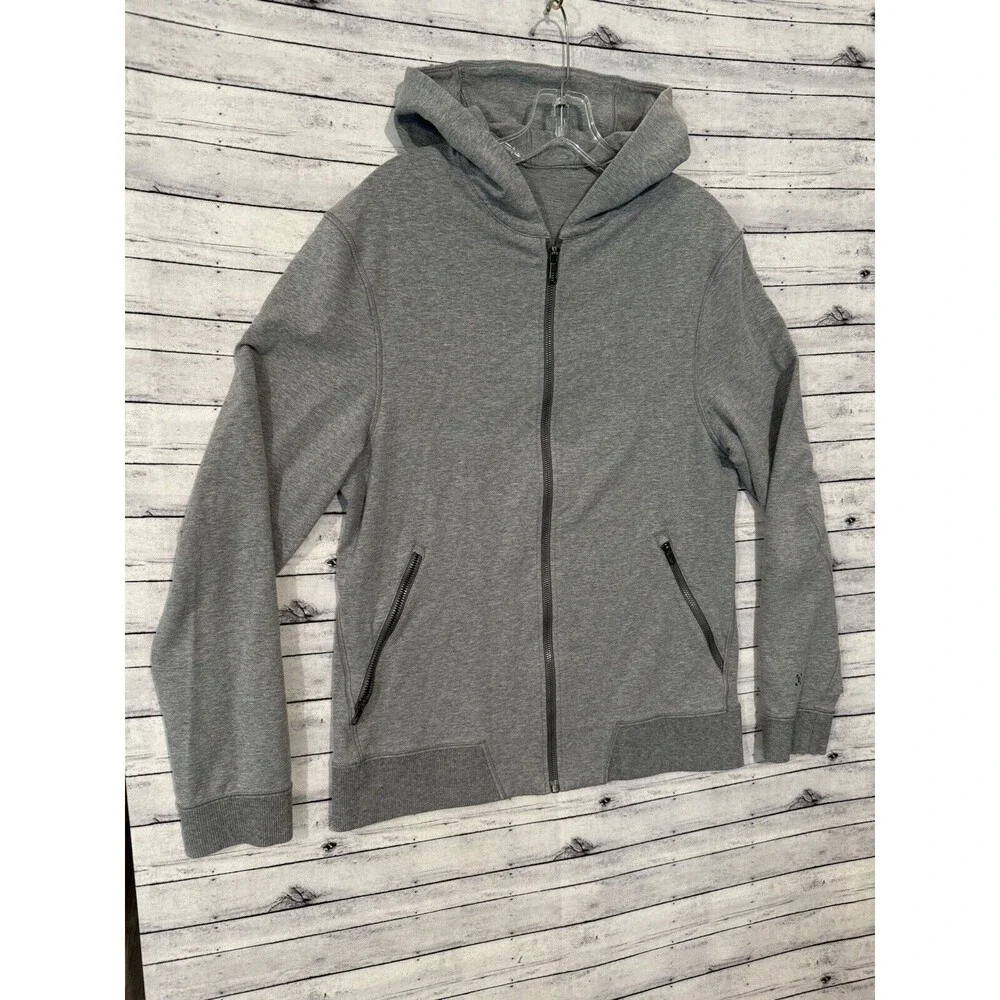 Lululemon Mens Cross Cut Hoodie Sz S Heathered Gray Full Zip Stretch EUC